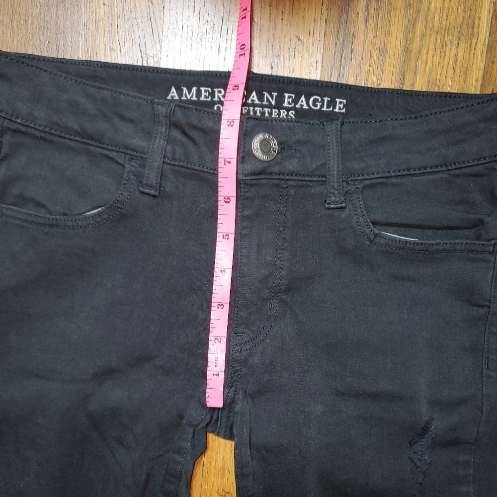 American Eagle Outfitters Black Skinny Jeans with Distressing - Picture 9 of 12